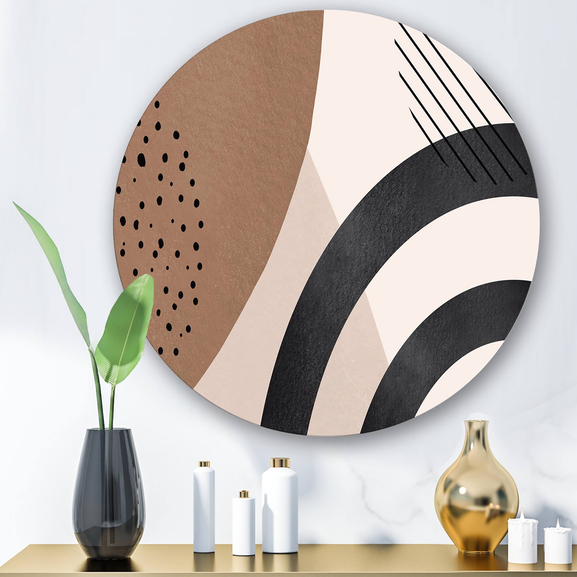 Designart - Abstract Shapes in Terracotta and Ivory Shapes III